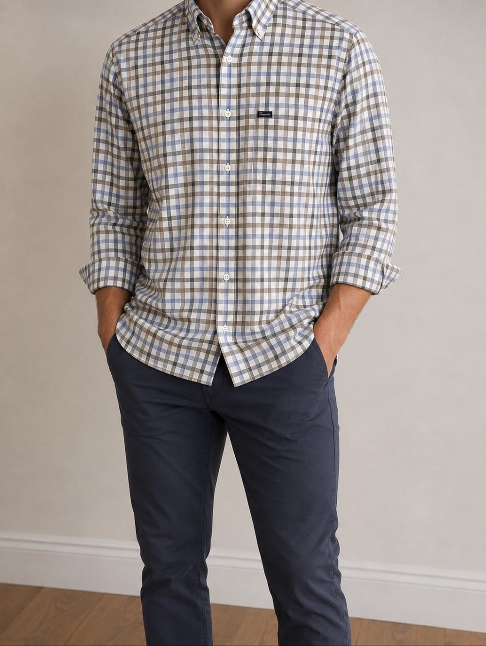 Façonnable Club Men’s Plaid Long Sleeve Button-Down Shirt Size Large